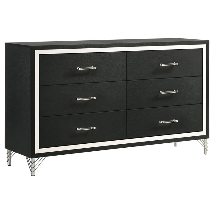 Lucia 6 - drawer Dresser Cabinet Black - Walo Furniture