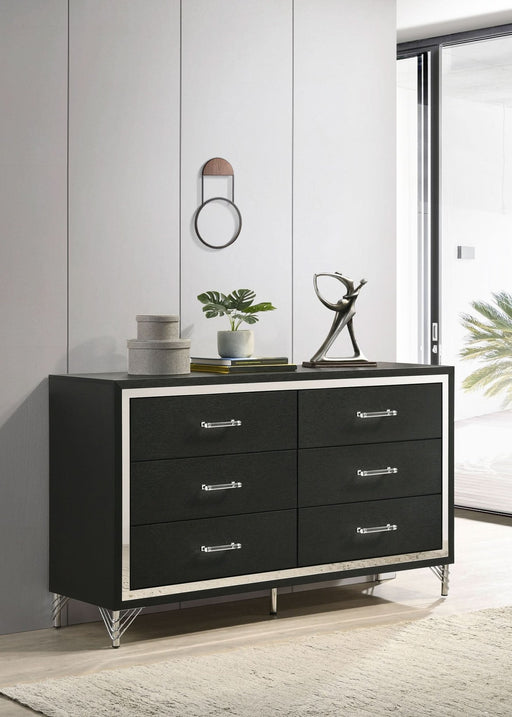 Lucia 6 - drawer Dresser Cabinet Black - Walo Furniture