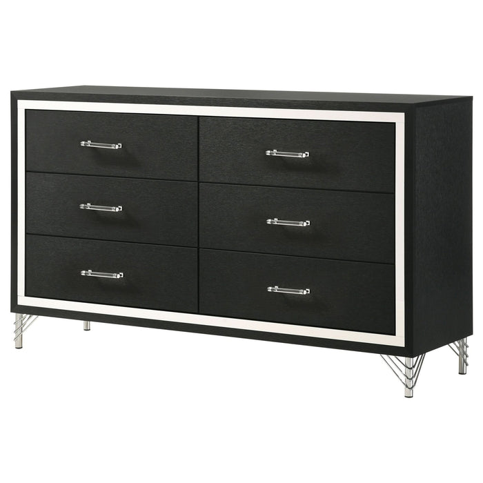 Lucia 6 - drawer Dresser Cabinet Black - Walo Furniture