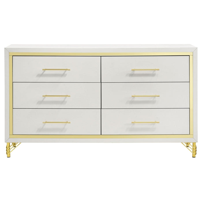 Lucia 6 - drawer Dresser Cabinet White - Walo Furniture