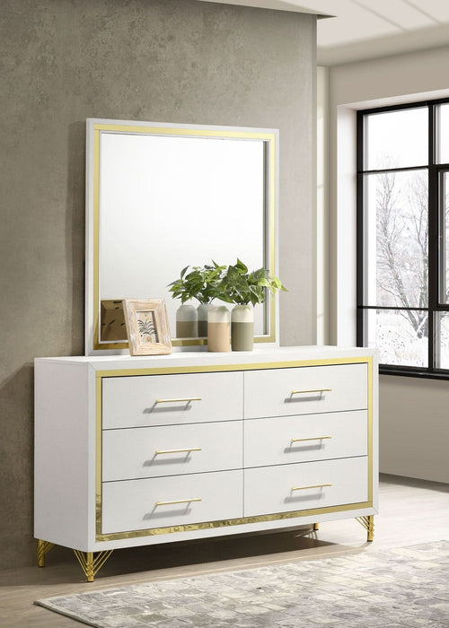 Lucia 6 - drawer Dresser with Mirror White - Walo Furniture