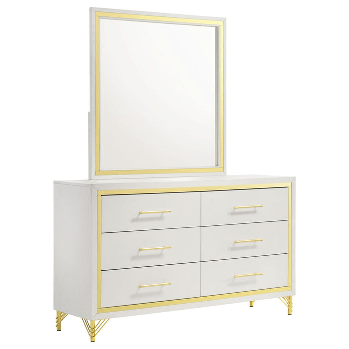 Lucia 6 - drawer Dresser with Mirror White - Walo Furniture