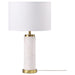 Lucius 25 - inch Drum Shade Marble Body Table Lamp White - Walo Furniture