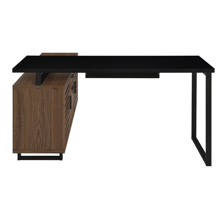 Maddox 60 - inch L - Shape Office Computer Desk Black and Walnut - Walo Furniture