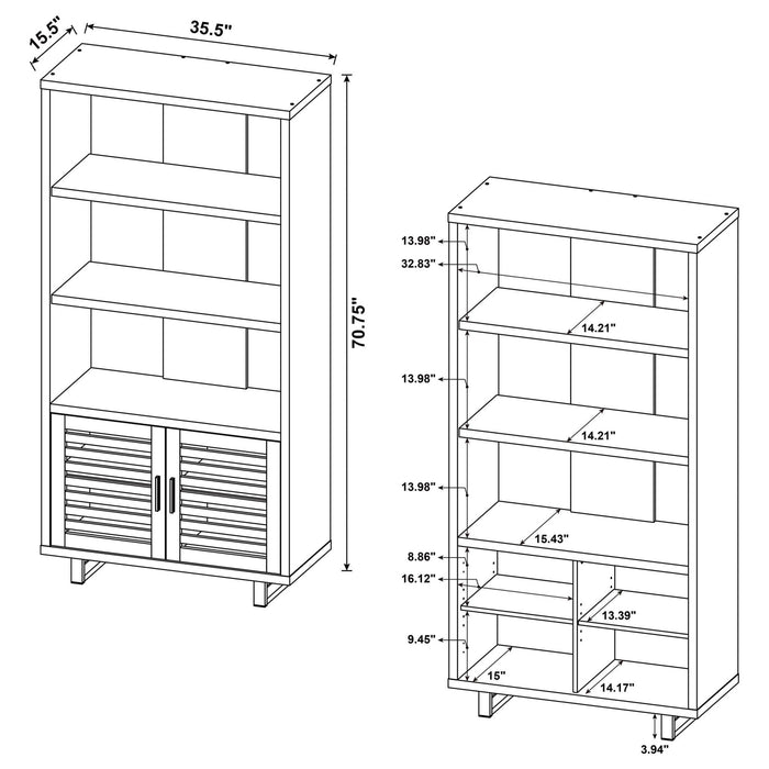 Maddox 71 - inch 3 - shelf Cabinet Bookcase Walnut - Walo Furniture