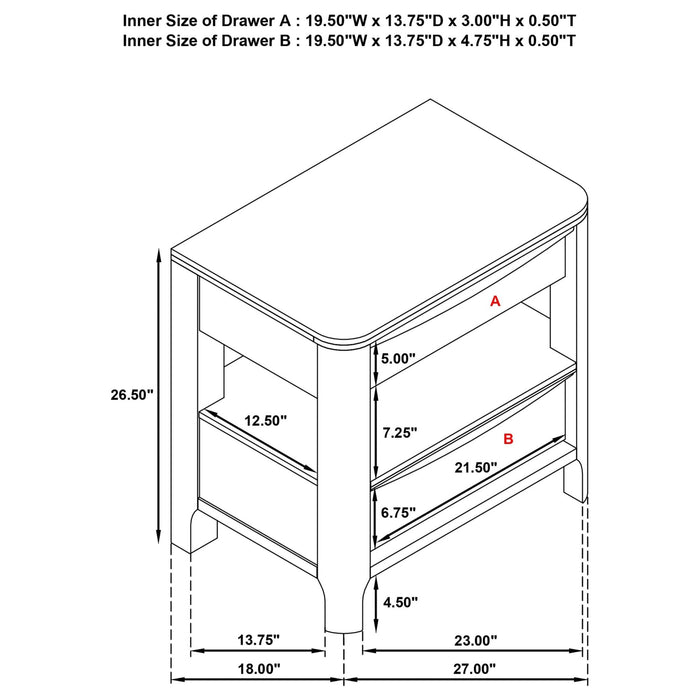 Maderia 2 - drawer Nightstand Bedside Table Walnut - Walo Furniture