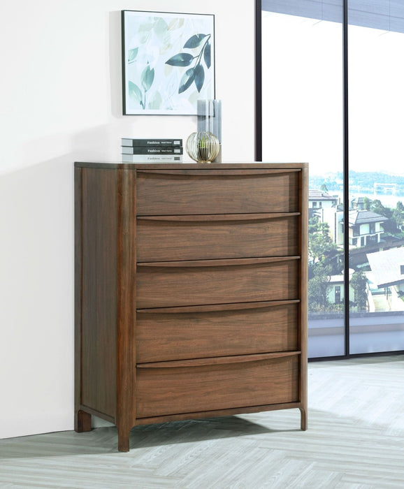 Maderia 5 - drawer Chest of Drawers Walnut - Walo Furniture