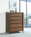 Maderia 5 - drawer Chest of Drawers Walnut - Walo Furniture