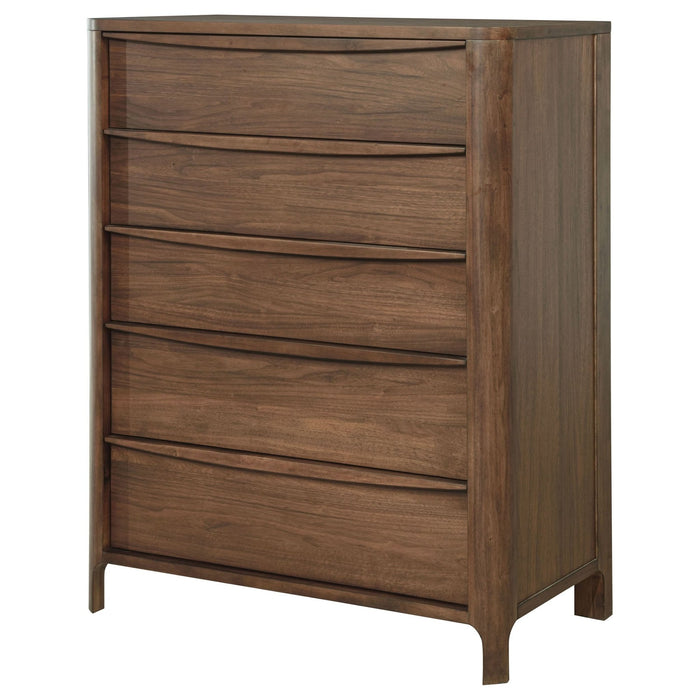 Maderia 5 - drawer Chest of Drawers Walnut - Walo Furniture