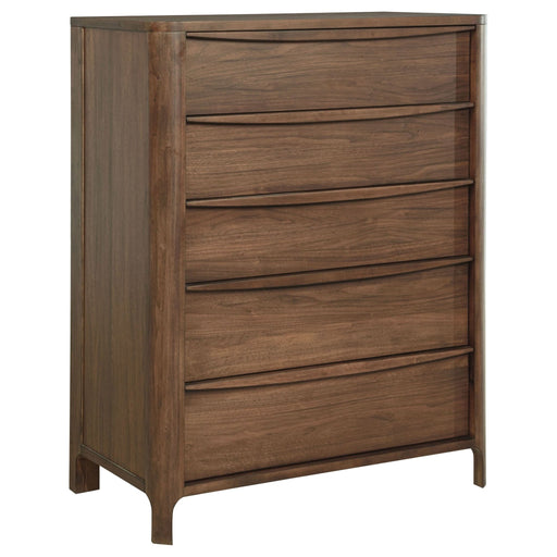 Maderia 5 - drawer Chest of Drawers Walnut - Walo Furniture