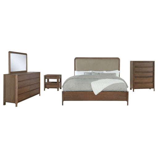 Maderia 5 - piece California King Bedroom Set Walnut - Walo Furniture