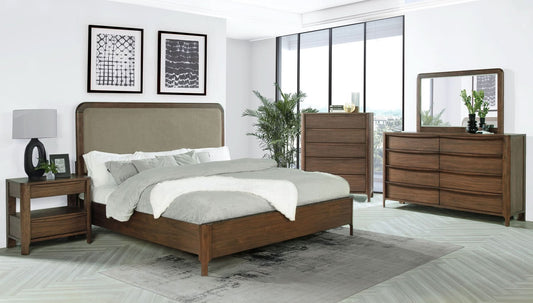 Maderia 5 - piece California King Bedroom Set Walnut - Walo Furniture