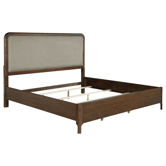 Maderia 57 - inch Upholstered Eastern King Panel Bed Walnut - Walo Furniture