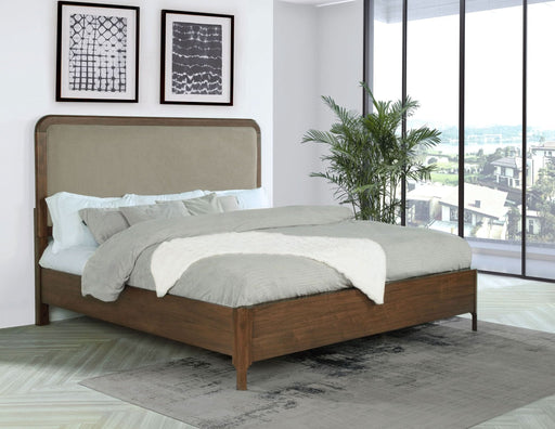 Maderia 57 - inch Upholstered Eastern King Panel Bed Walnut - Walo Furniture