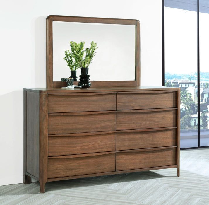 Maderia 8 - drawer Dresser and Mirror Walnut - Walo Furniture