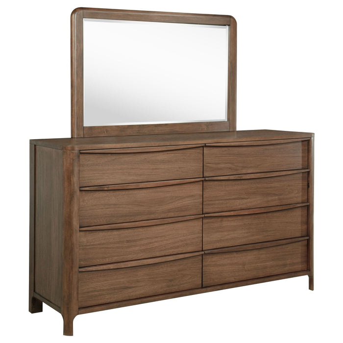 Maderia 8 - drawer Dresser and Mirror Walnut - Walo Furniture