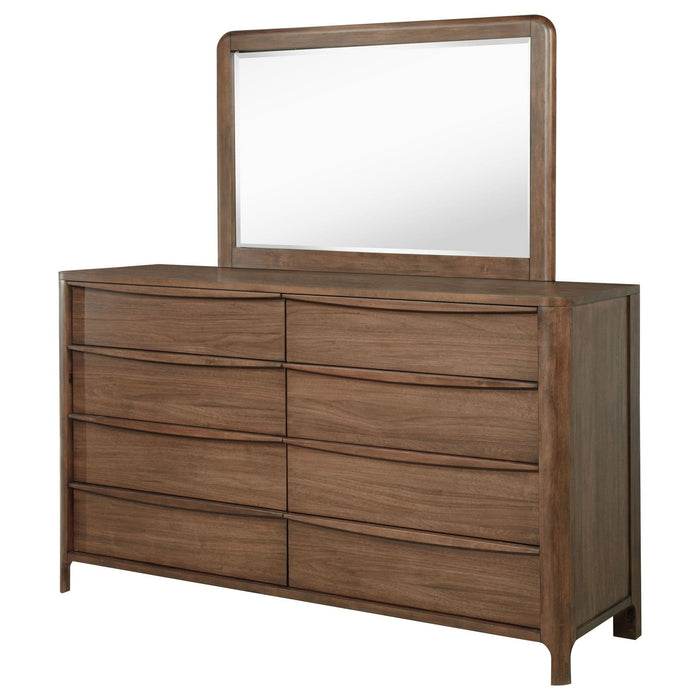 Maderia 8 - drawer Dresser and Mirror Walnut - Walo Furniture