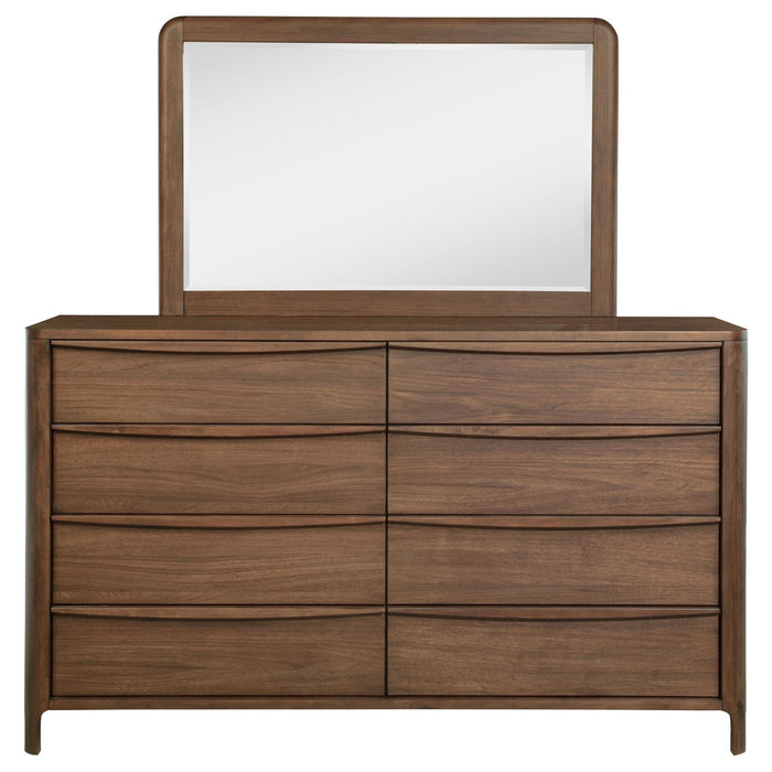 Maderia 8 - drawer Dresser and Mirror Walnut - Walo Furniture