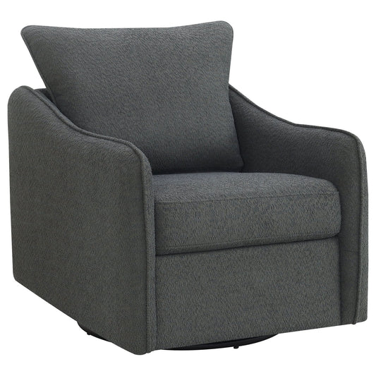 Madia Upholstered Sloped Arm Swivel Glider Chair Charcoal - Walo Furniture