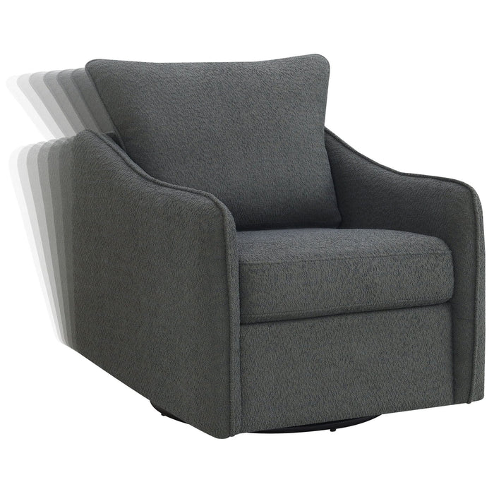 Madia Upholstered Sloped Arm Swivel Glider Chair Charcoal - Walo Furniture