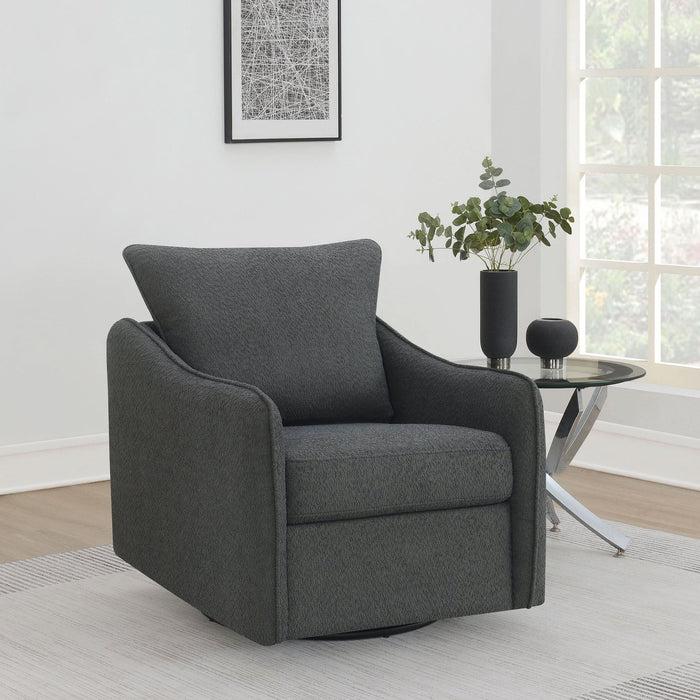 Madia Upholstered Sloped Arm Swivel Glider Chair Charcoal - Walo Furniture