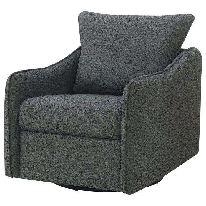 Madia Upholstered Sloped Arm Swivel Glider Chair Charcoal - Walo Furniture