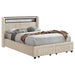 Madison Upholstered LED Full Storage Platform Bed Cream - Walo Furniture