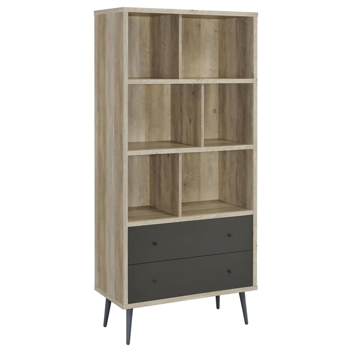 Maeve 70 - inch 3 - shelf Bookcase with Drawers Distressed Pine - Walo Furniture