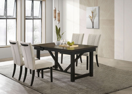 Malia 5 - piece Refractory Extension Leaf Dining Table Set Oak - Walo Furniture