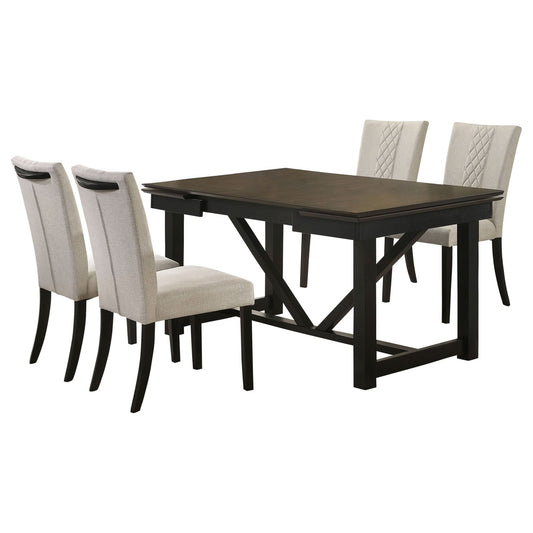 Malia 5 - piece Refractory Extension Leaf Dining Table Set Oak - Walo Furniture