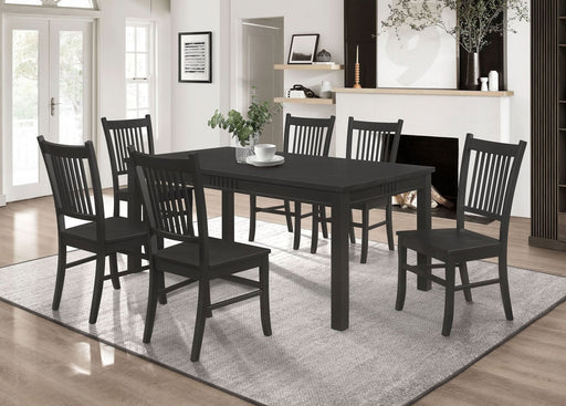 Marbrisa 7 - piece Rectangular Dining Table Set Matte Black - Walo Furniture