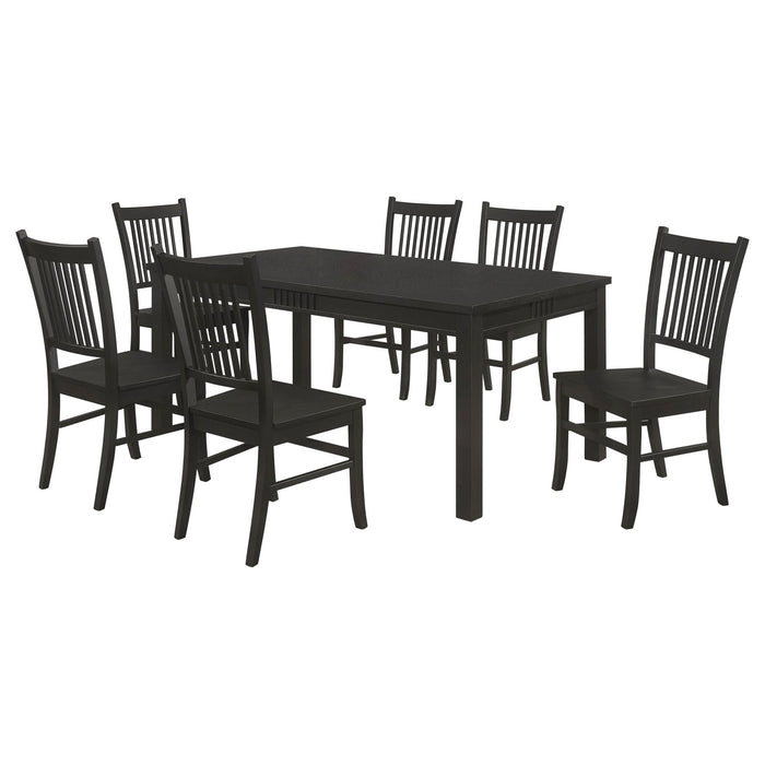 Marbrisa 7 - piece Rectangular Dining Table Set Matte Black - Walo Furniture