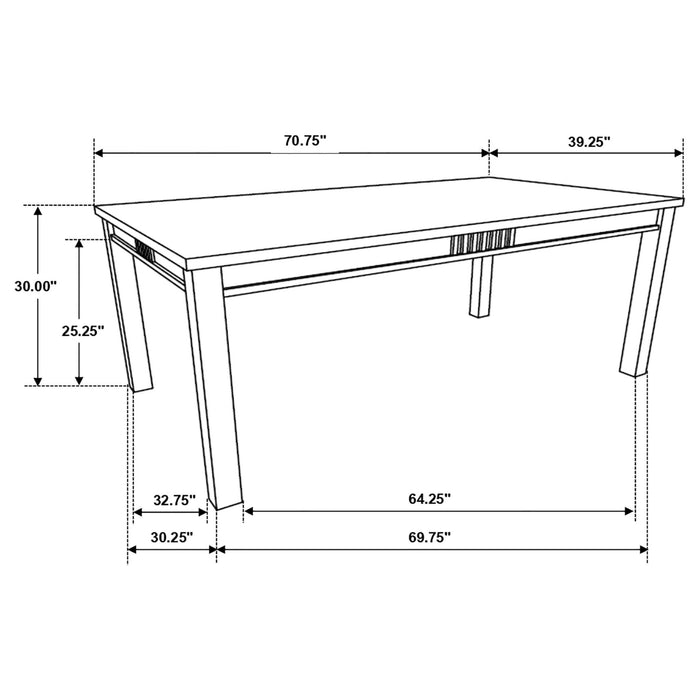 Marbrisa Rectangular 71 - inch Wood Dining Table Matte Black - Walo Furniture