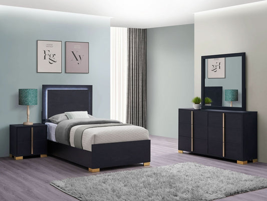 Marceline 4 - piece Twin Bedroom Set Black - Walo Furniture