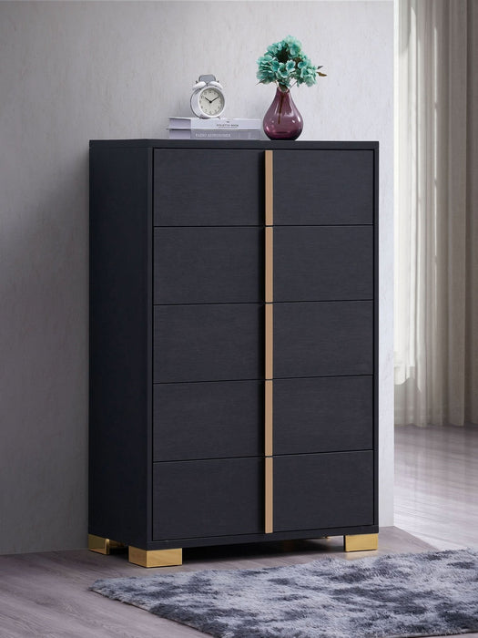 Marceline 5 - drawer Bedroom Chest Black - Walo Furniture