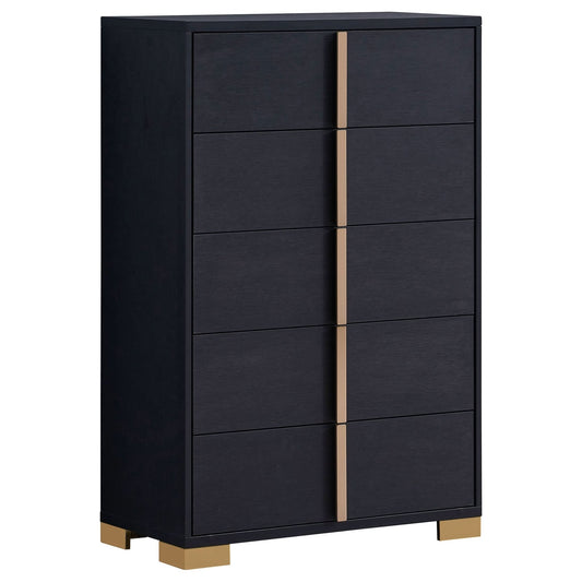 Marceline 5 - drawer Bedroom Chest Black - Walo Furniture