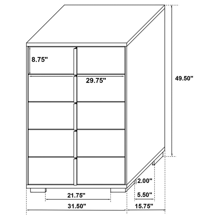 Marceline 5 - drawer Bedroom Chest White - Walo Furniture