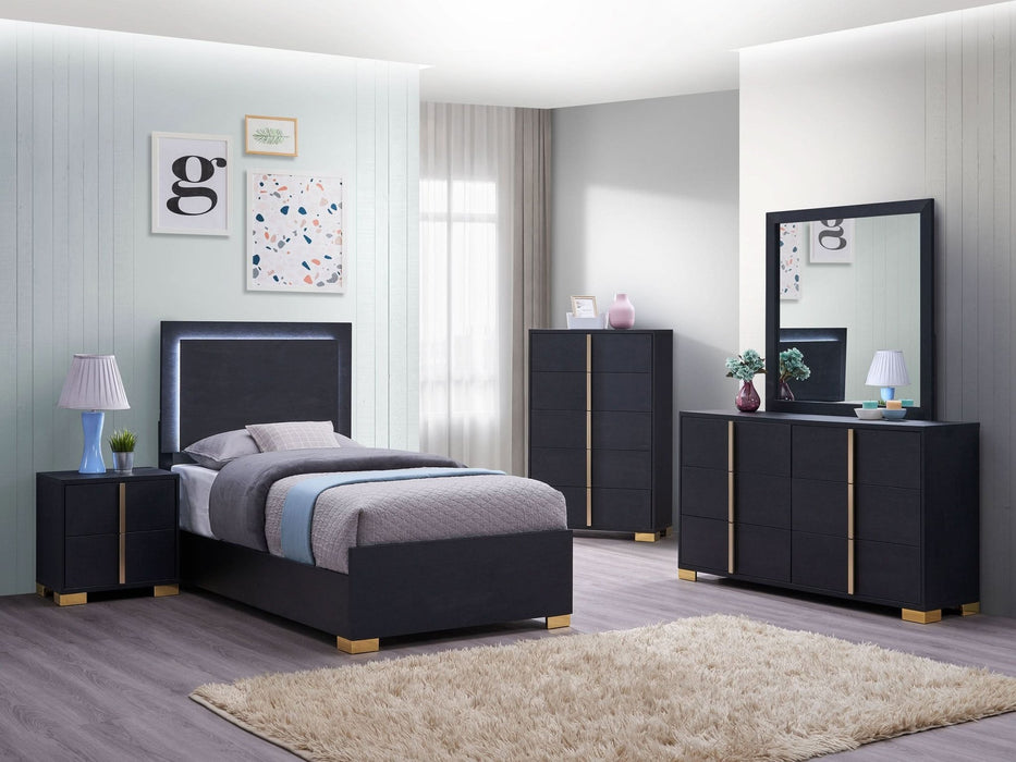 Marceline 5 - piece Twin Bedroom Set Black - Walo Furniture