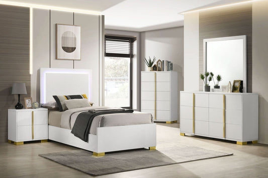 Marceline 5 - piece Twin Bedroom Set White - Walo Furniture