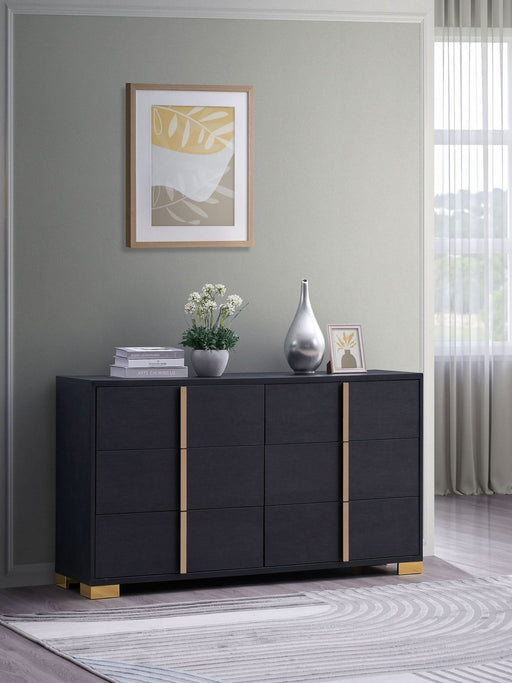 Marceline 6 - drawer Dresser Black - Walo Furniture