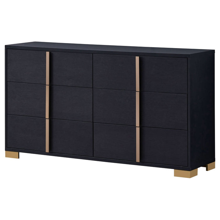 Marceline 6 - drawer Dresser Black - Walo Furniture