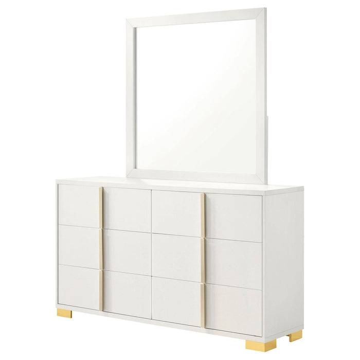 Marceline 6 - drawer Dresser with Mirror White - Walo Furniture