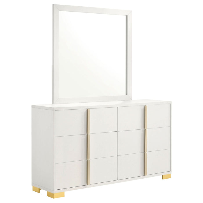 Marceline 6 - drawer Dresser with Mirror White - Walo Furniture