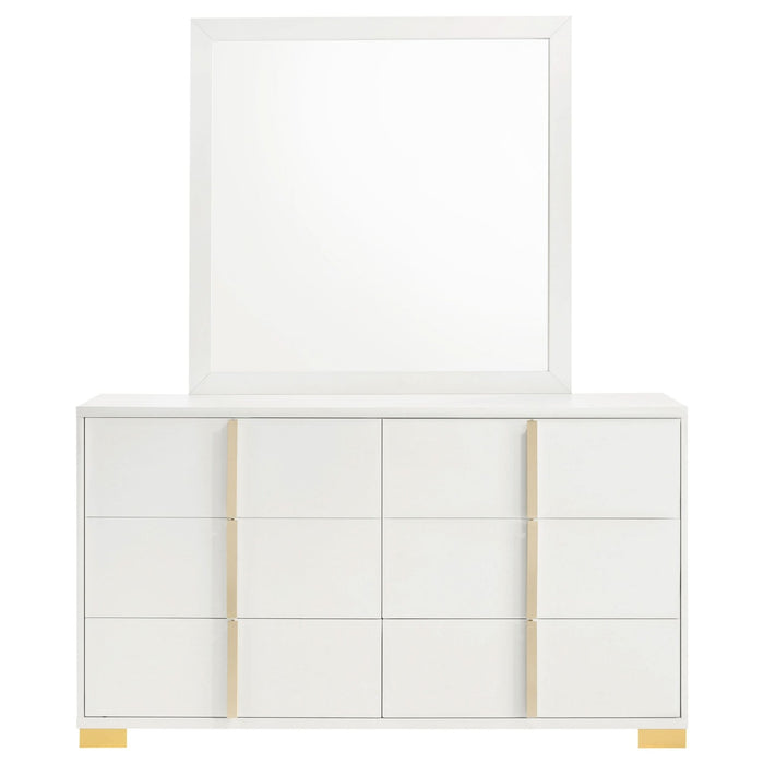 Marceline 6 - drawer Dresser with Mirror White - Walo Furniture