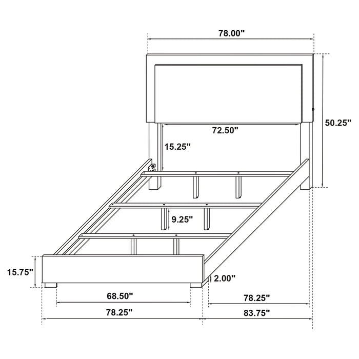 Marceline Wood Eastern King LED Panel Bed Black - Walo Furniture