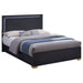 Marceline Wood Eastern King LED Panel Bed Black - Walo Furniture