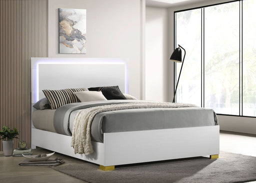 Marceline Wood Eastern King LED Panel Bed White - Walo Furniture