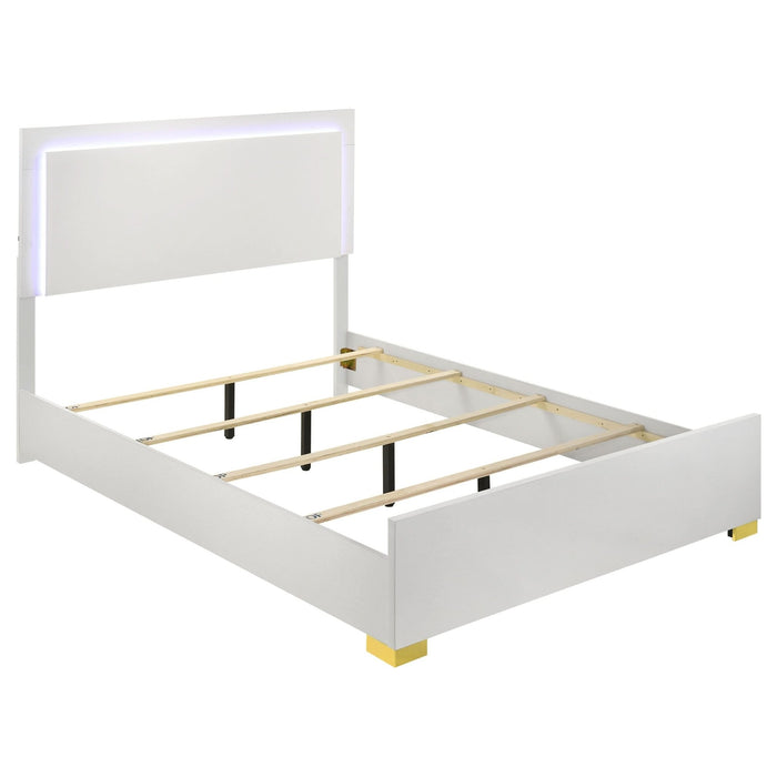 Marceline Wood Eastern King LED Panel Bed White - Walo Furniture