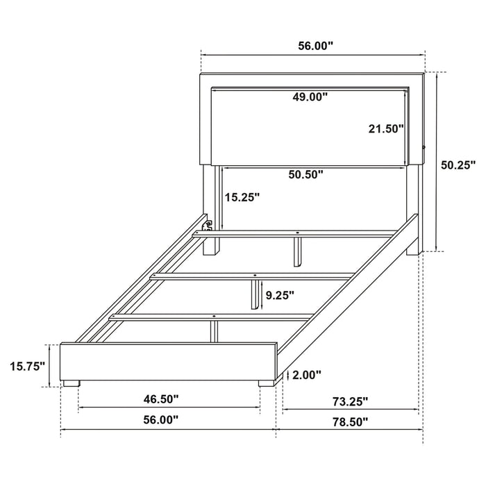 Marceline Wood Full LED Panel Bed Black - Walo Furniture