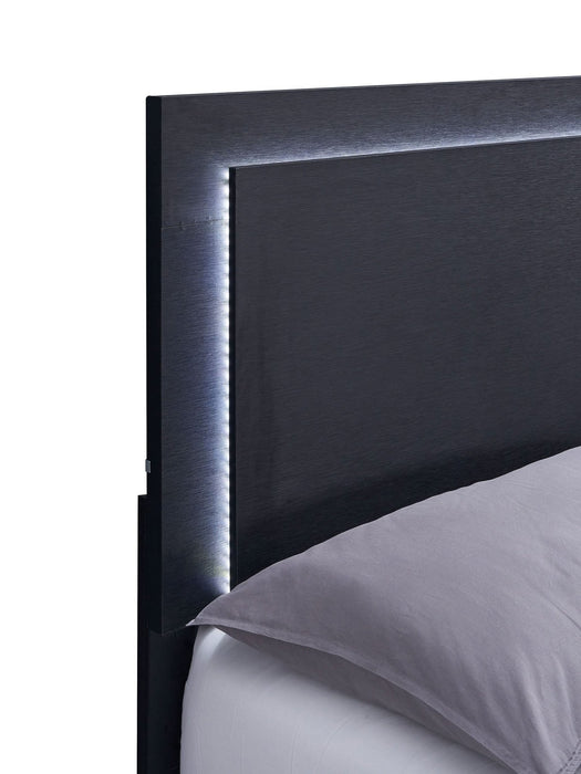 Marceline Wood Full LED Panel Bed Black - Walo Furniture